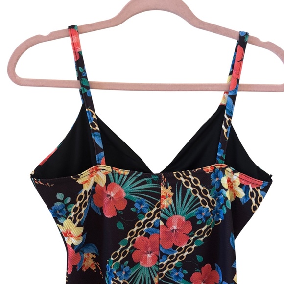 Jane Norman London Floral Tropical Bodycon Dress Black Multicolor US 8 / UK 12 - Picture 6 of 11